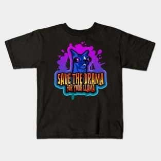 Save The Drama For Your Llama Splatter Blue Kids T-Shirt